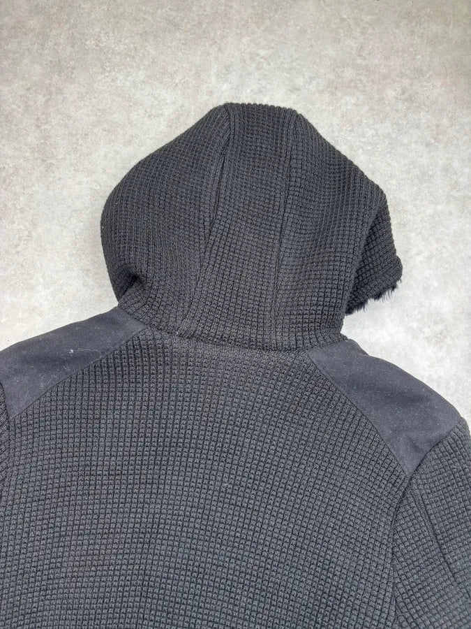 AW2013 Emporio Armani Black Wool Faux Fur Lined Zip-up Hoodie xuTAPPg 5
