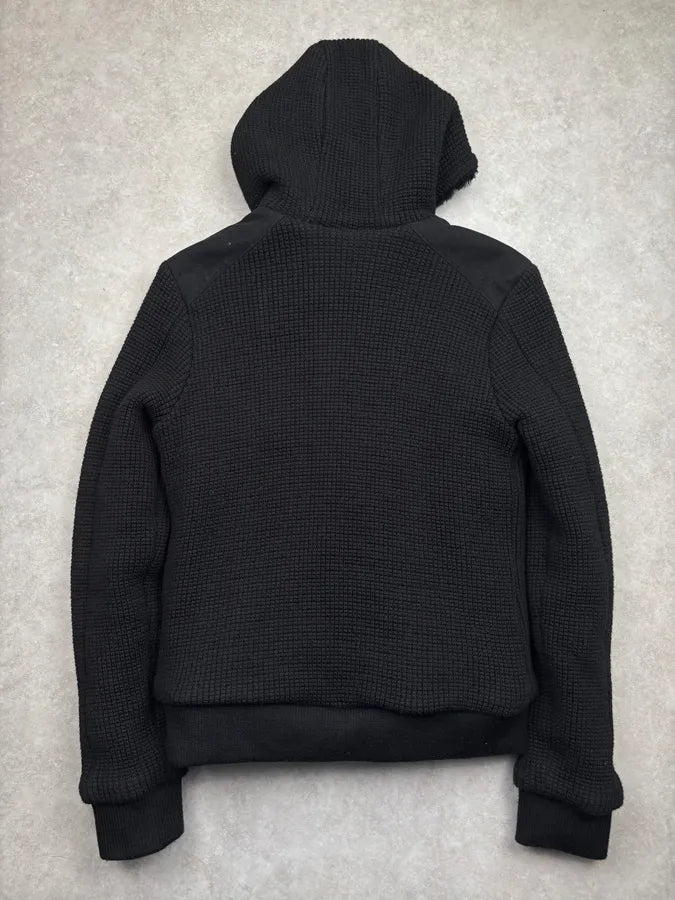AW2013 Emporio Armani Black Wool Faux Fur Lined Zip-up Hoodie xuTAPPg 4