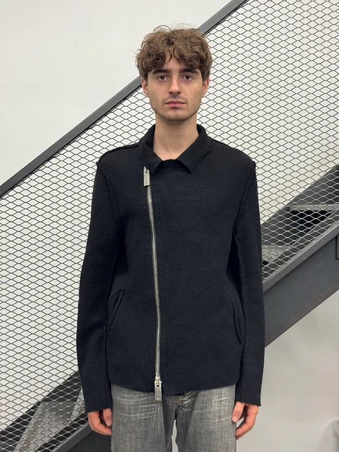 SS2015 Emporio Armani Black Wool Asymmetrical Jacket XHNOkjb 1