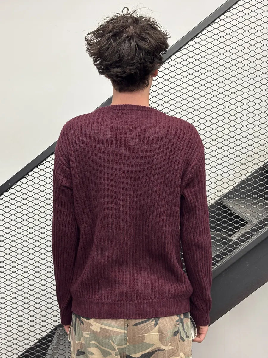 Emporio Armani Bordeaux Wool Ribbed Sweater JjOpjCc 2