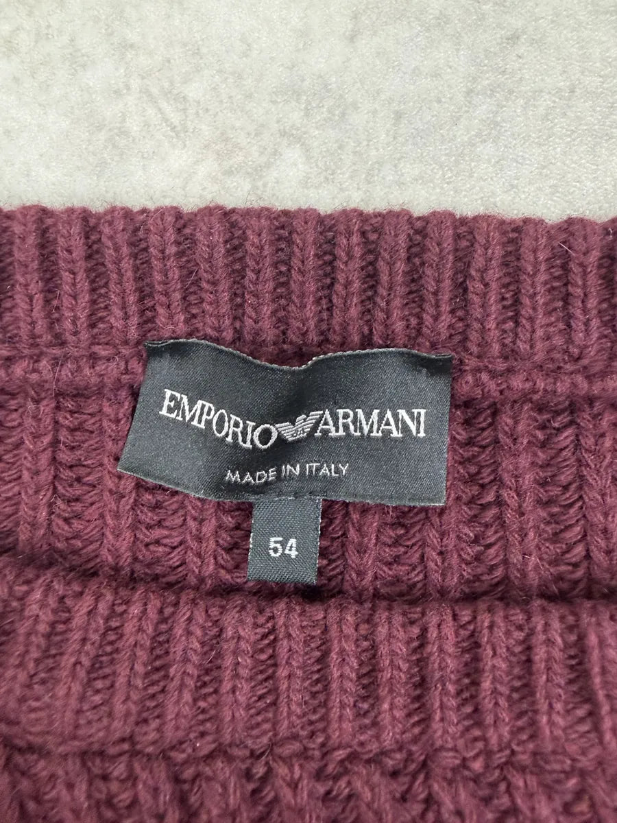 Emporio Armani Bordeaux Wool Ribbed Sweater JjOpjCc 4