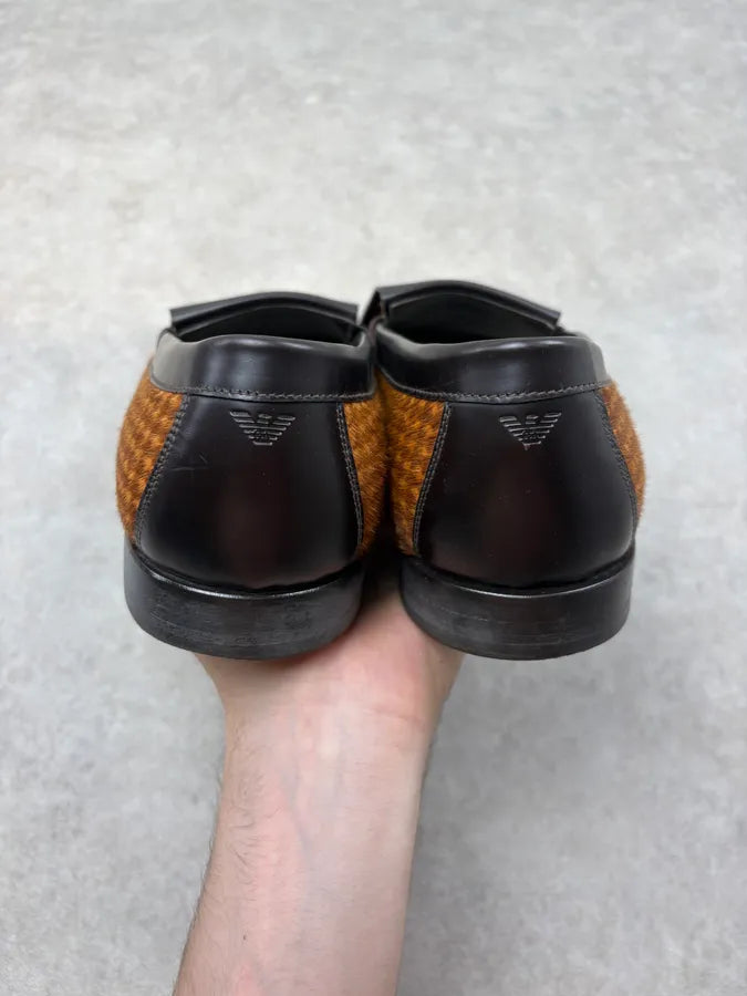Emporio Armani Brown & Black Pony Hair Leather Loafers HEisuGs 6