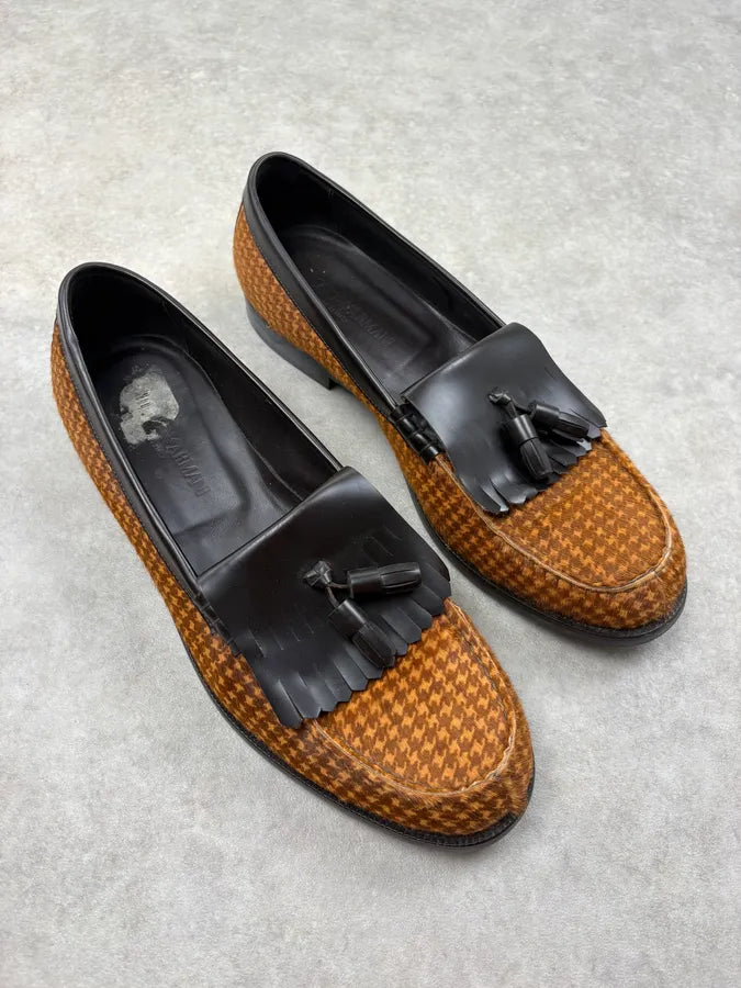 Emporio Armani Brown & Black Pony Hair Leather Loafers HEisuGs 3