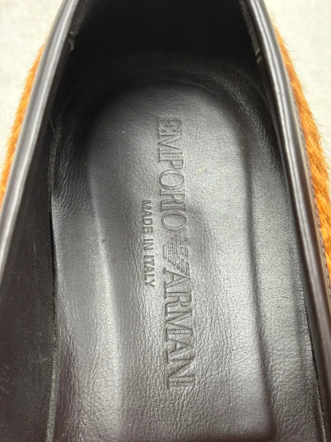 Emporio Armani Brown & Black Pony Hair Leather Loafers HEisuGs 9