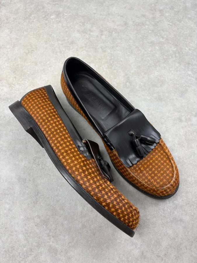 Emporio Armani Brown & Black Pony Hair Leather Loafers HEisuGs 4