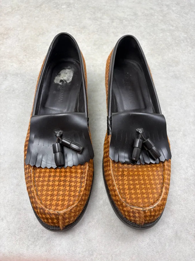 Emporio Armani Brown & Black Pony Hair Leather Loafers HEisuGs 1