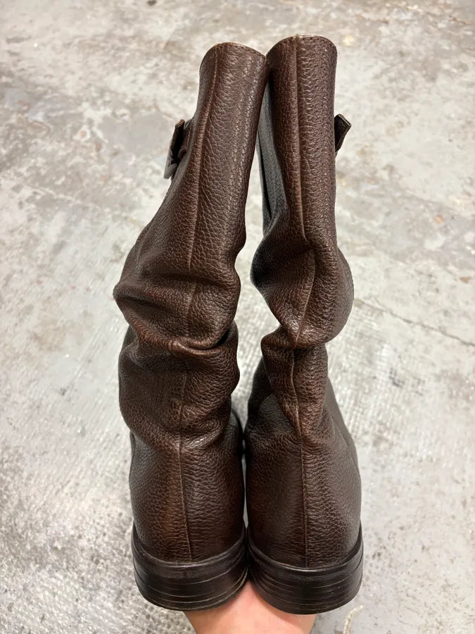 Emporio Armani Brown Ankle Leather Boots eOUkebD 3
