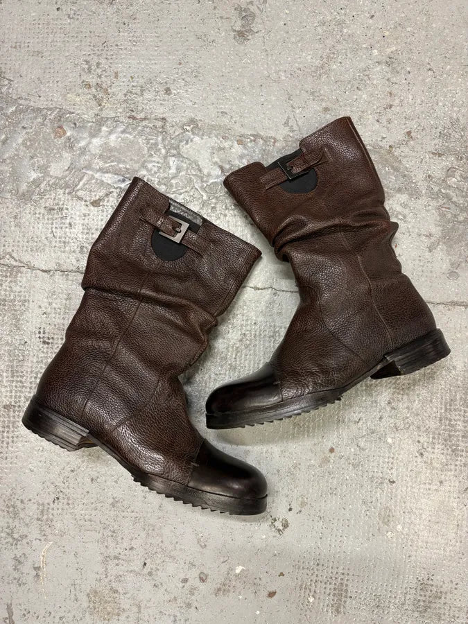 Emporio Armani Brown Ankle Leather Boots eOUkebD 0