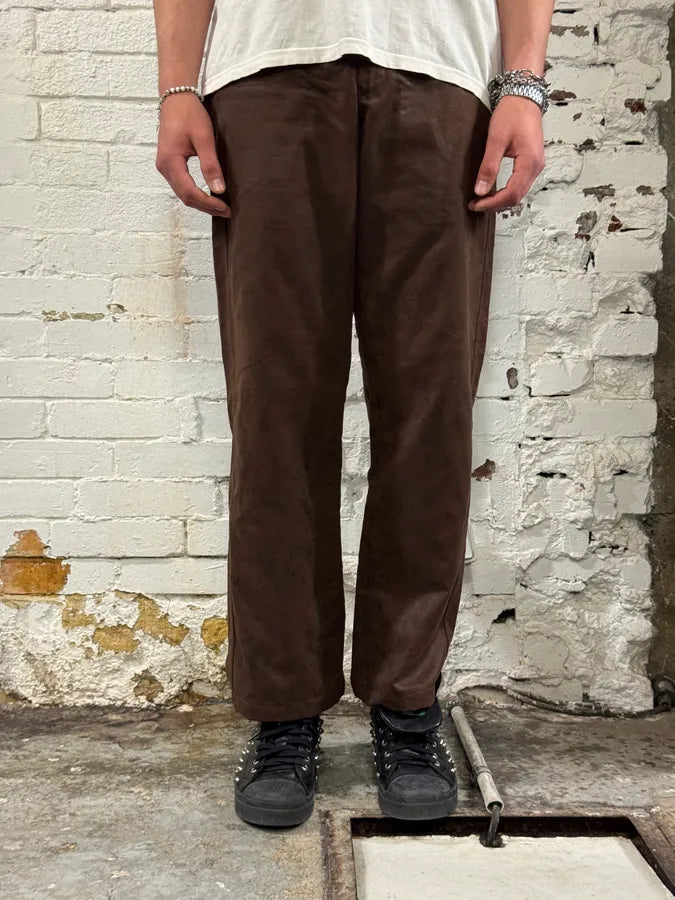 パンツ EMPORIO ARMANI Baggy Leather Pants 1990s Emporio Armani Brown Irregular Leather Large Pants – Dolce