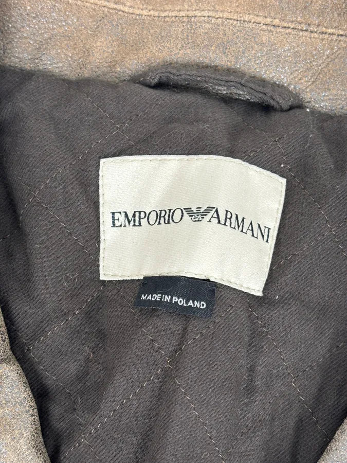 AW2003 Emporio Armani Brown Eroded Leather Belted Trench Coat niuWjCp 6