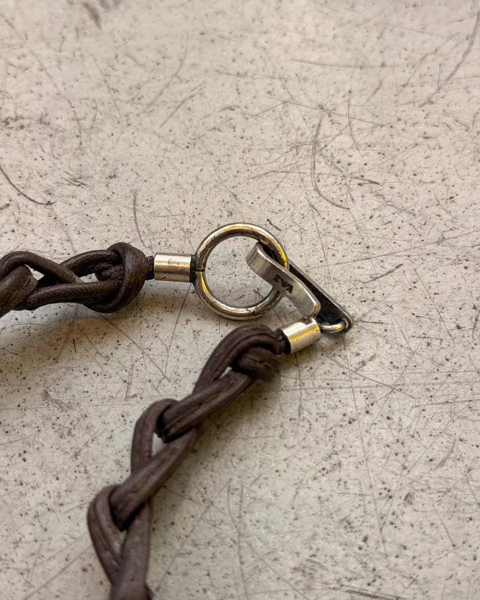 Emporio Armani Brown Leather Cross 3D Hardware Necklace BktoJvT 7