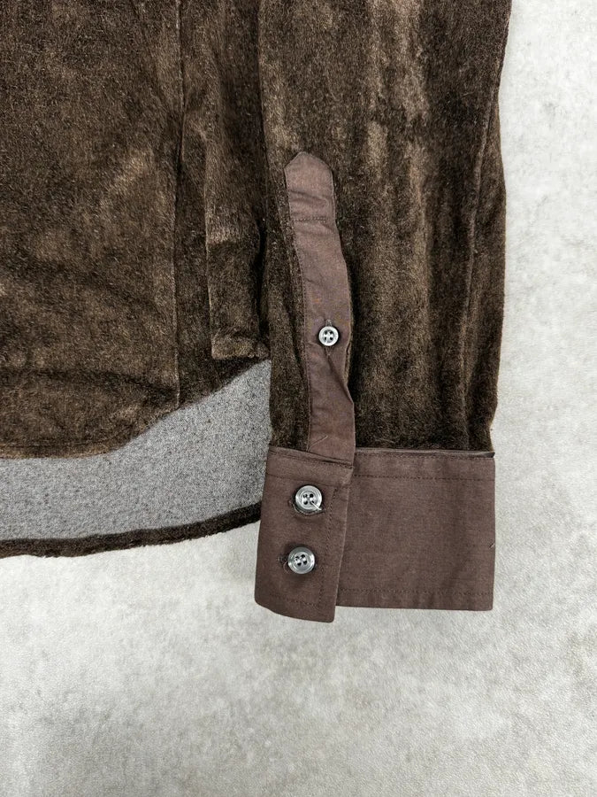 Emporio Armani Brown Velvet Cozy Shirt FNTdaOL 7