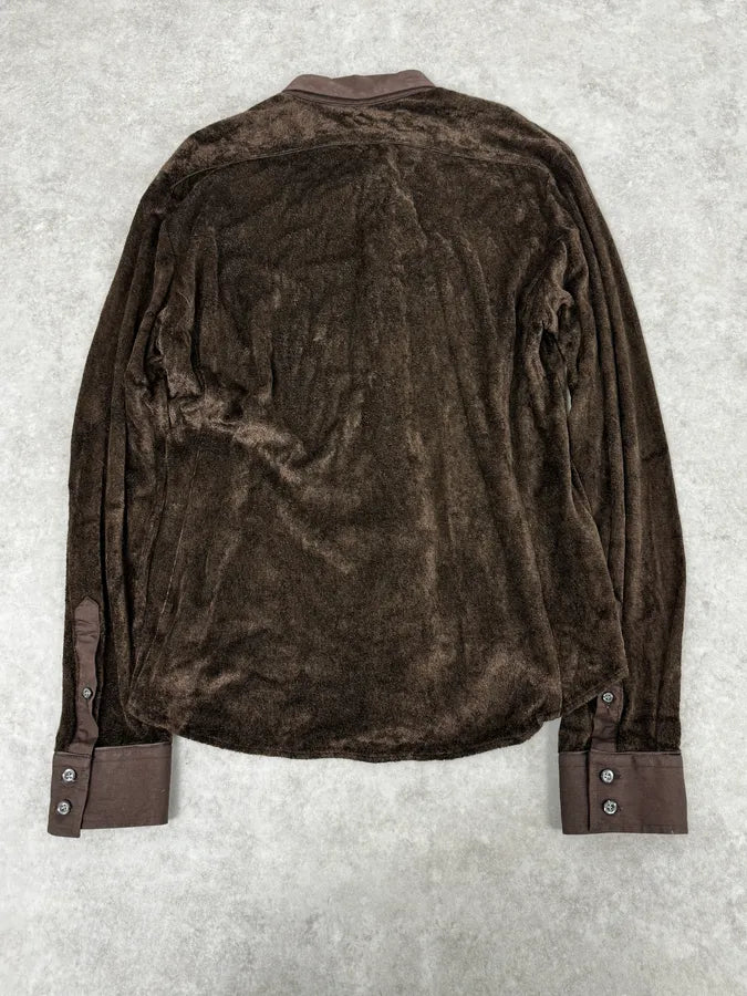 Emporio Armani Brown Velvet Cozy Shirt FNTdaOL 3