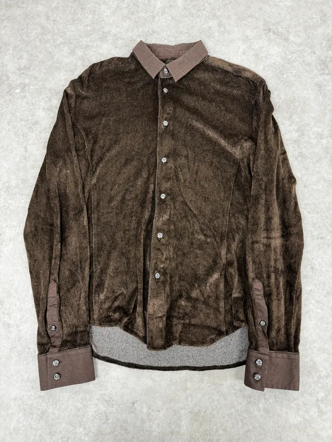 Emporio Armani Brown Velvet Cozy Shirt FNTdaOL 0