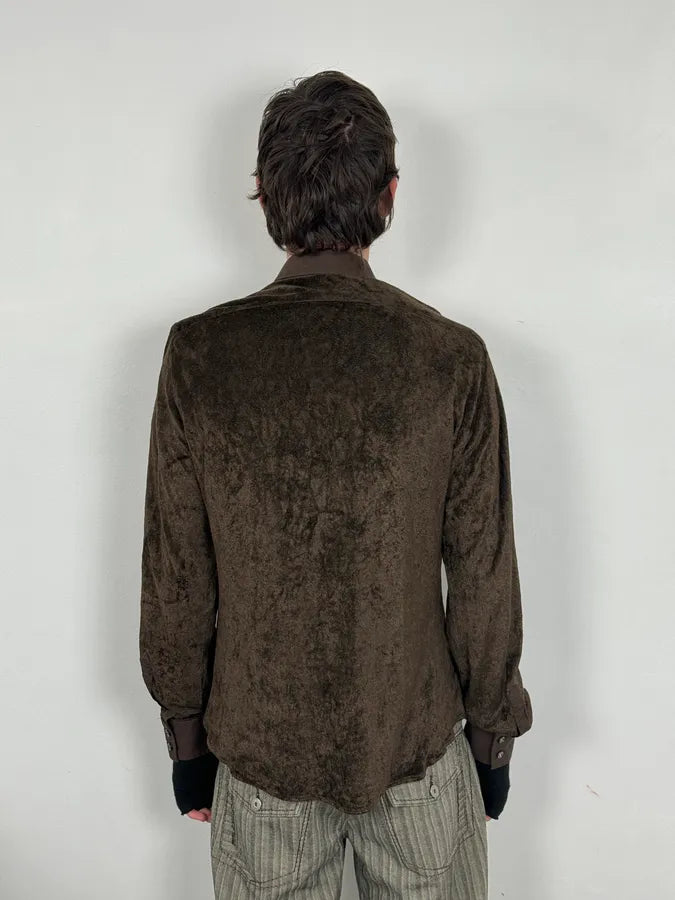 Emporio Armani Brown Velvet Cozy Shirt FNTdaOL 2