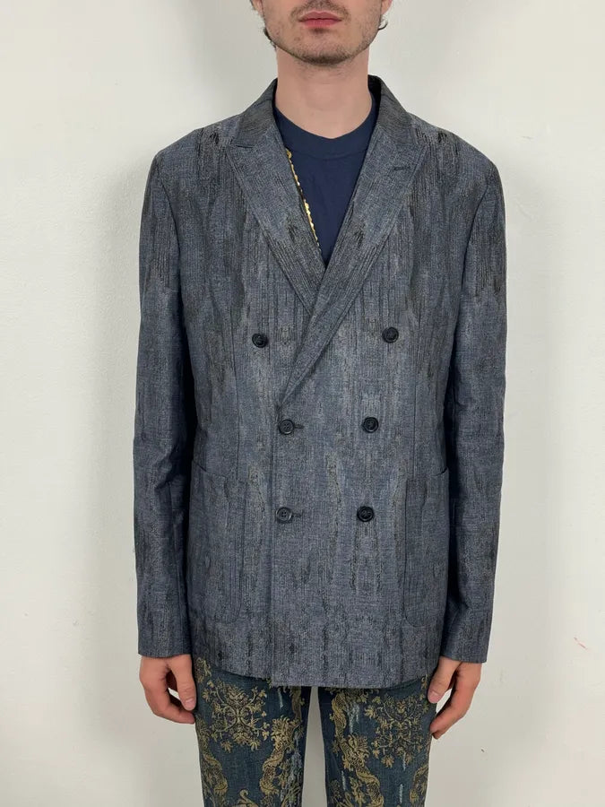 AW2019 Emporio Armani Double-Breasted Metallic Textured Blazer Jacket VsnQFlB 1