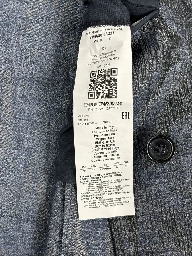 AW2019 Emporio Armani Double-Breasted Metallic Textured Blazer Jacket VsnQFlB 10