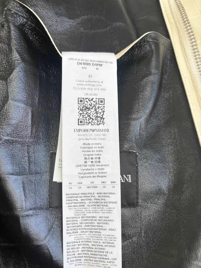AW2022 Emporio Armani Creamy Leather Crocodile Embossed Hooded Jacket GtcOpDl 8