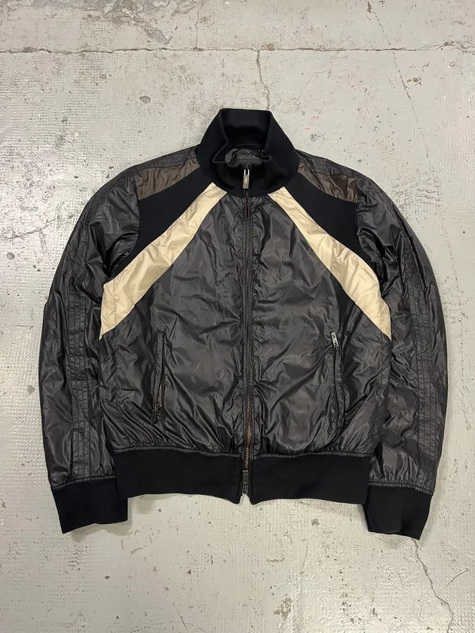 Emporio Armani Cream Stripes Black Windbreaker Bomber Jacket sgLHKhv 0