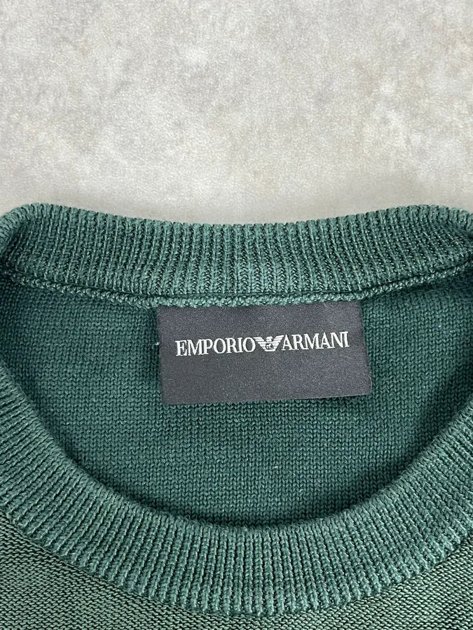 AW2018 Emporio Armani Dark Green Ribbed Stripes Sweater kbNmuSB 7