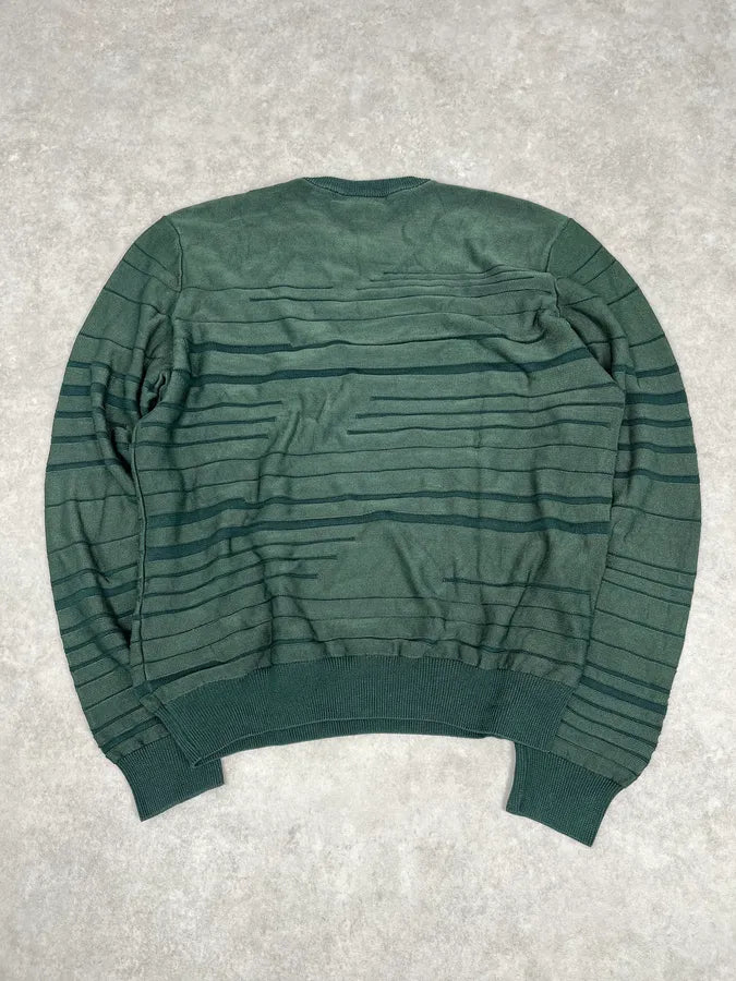 AW2018 Emporio Armani Dark Green Ribbed Stripes Sweater kbNmuSB 5