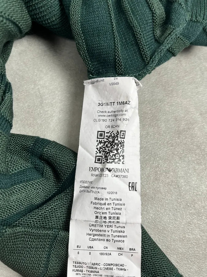 AW2018 Emporio Armani Dark Green Ribbed Stripes Sweater kbNmuSB 8