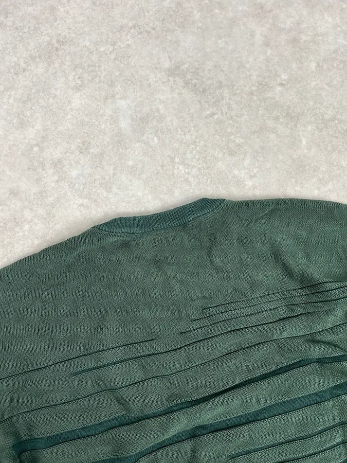 AW2018 Emporio Armani Dark Green Ribbed Stripes Sweater kbNmuSB 6