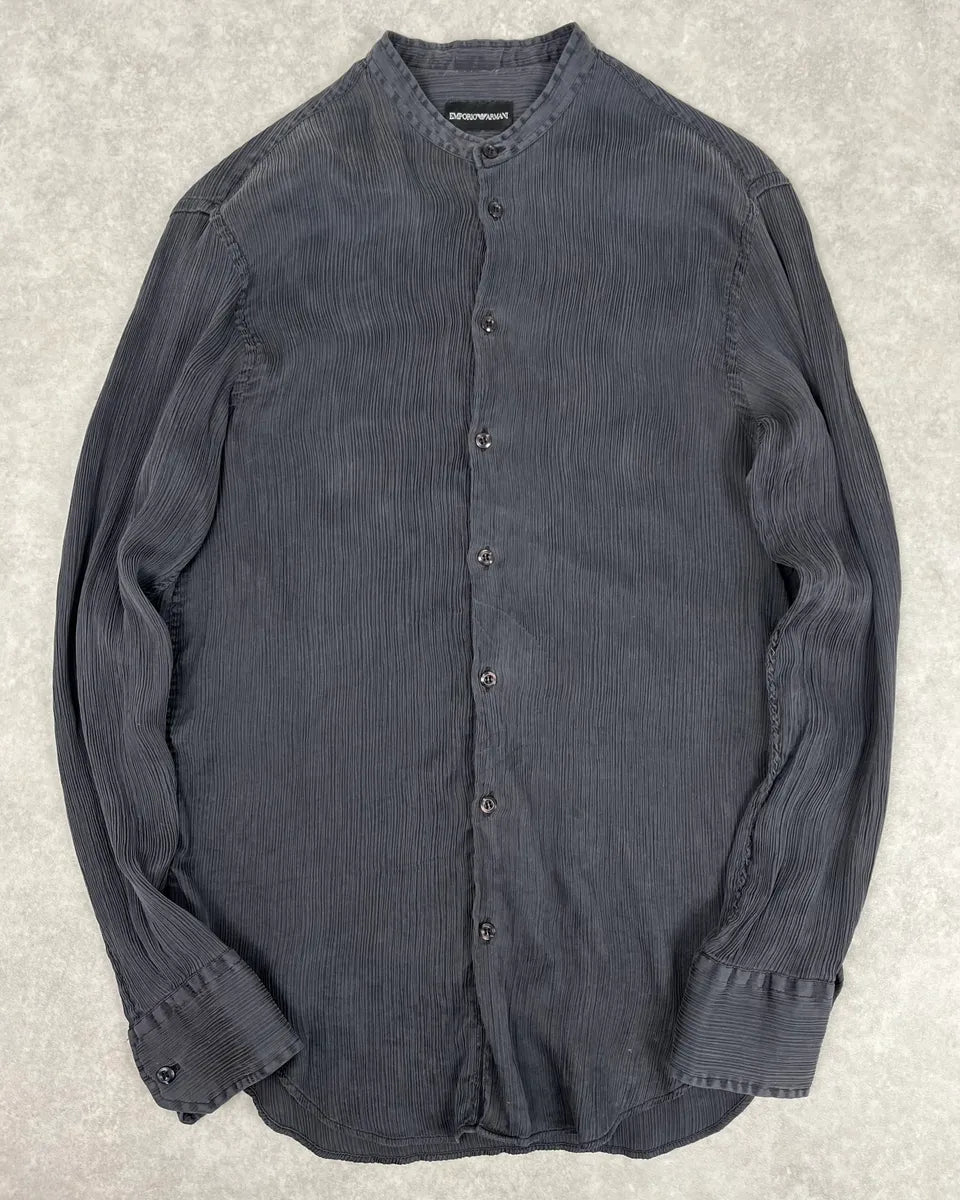 Emporio Armani Dark Grey Silk Striped Shirt yaohBoe 0