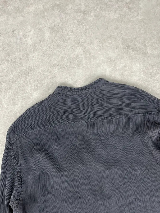 Emporio Armani Dark Grey Silk Striped Shirt yaohBoe 6