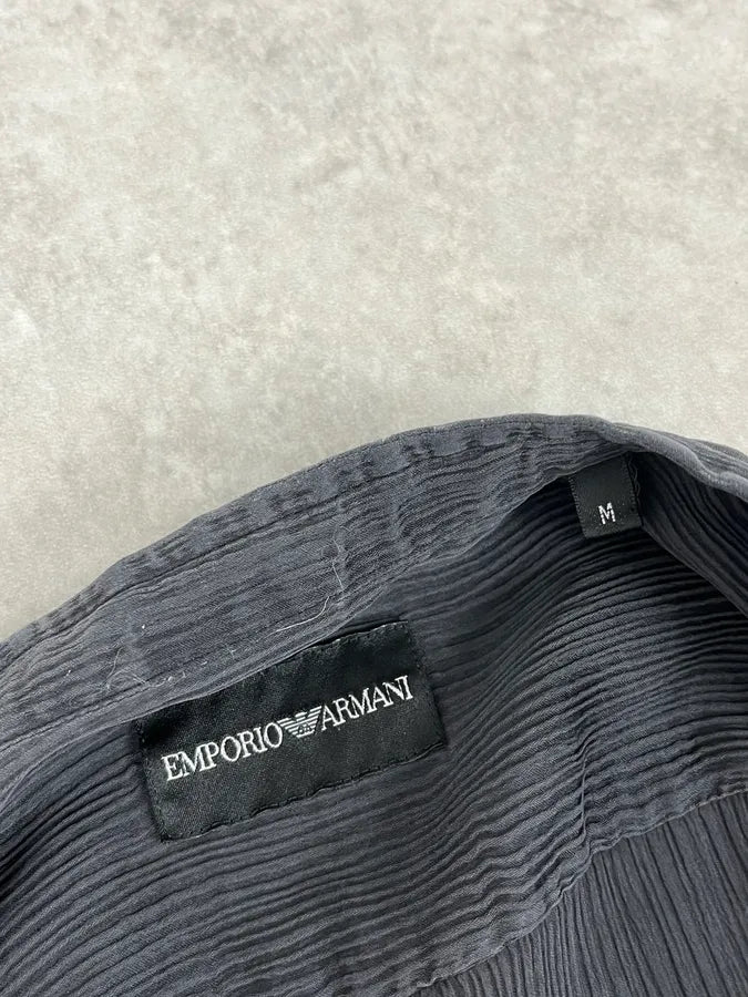 Emporio Armani Dark Grey Silk Striped Shirt yaohBoe 8