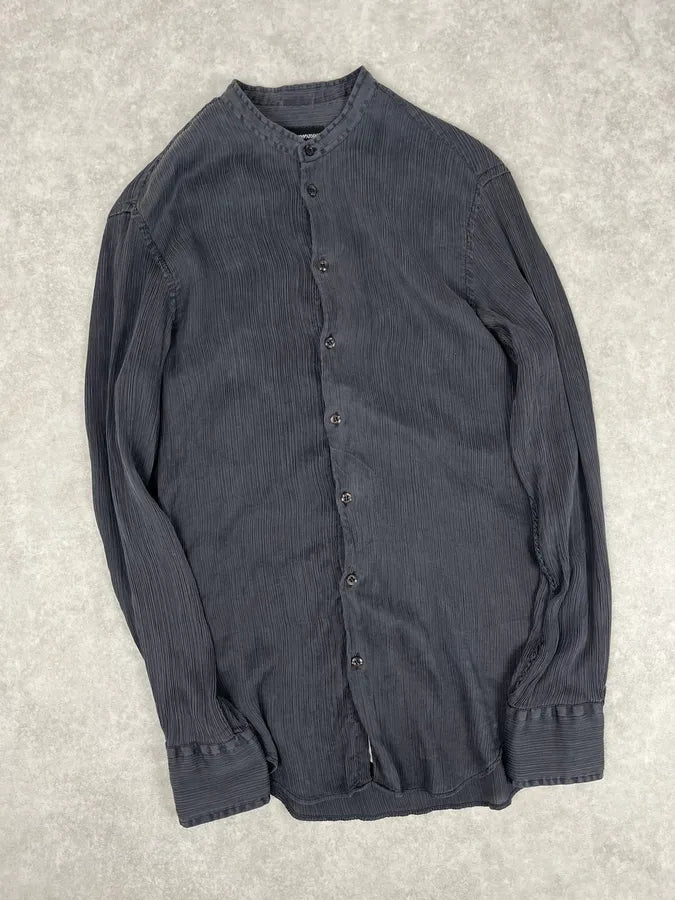 Emporio Armani Dark Grey Silk Striped Shirt yaohBoe 3
