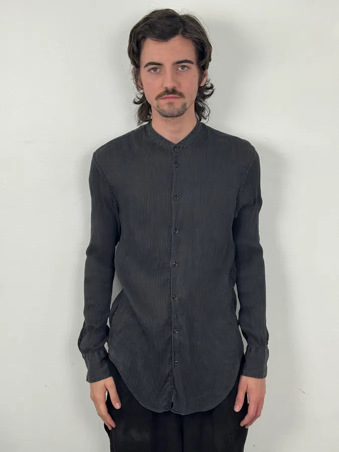 Emporio Armani Dark Grey Silk Striped Shirt yaohBoe 1