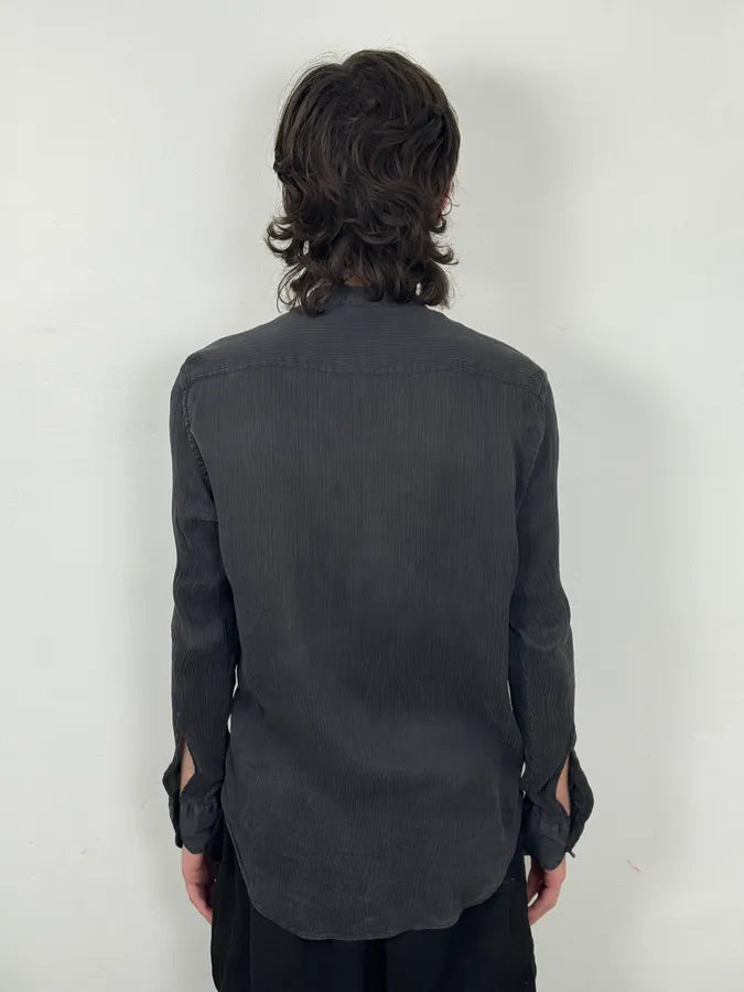 Emporio Armani Dark Grey Silk Striped Shirt yaohBoe 2