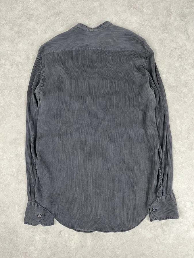 Emporio Armani Dark Grey Silk Striped Shirt yaohBoe 5