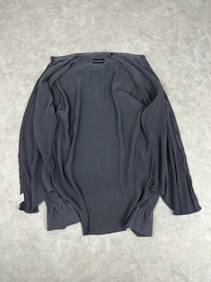 Emporio Armani Dark Grey Silk Striped Shirt yaohBoe 7