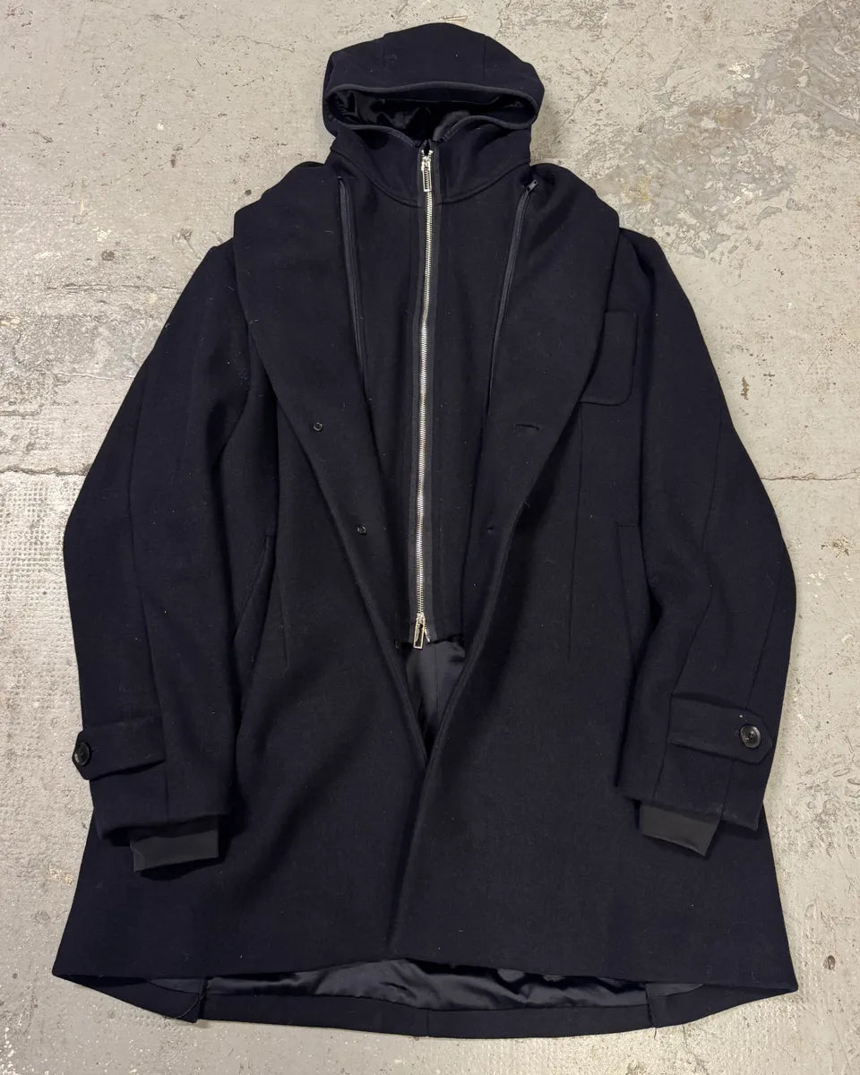 AW2017 Emporio Armani Double Layer Black Wool Jacket zTrETyJ 0