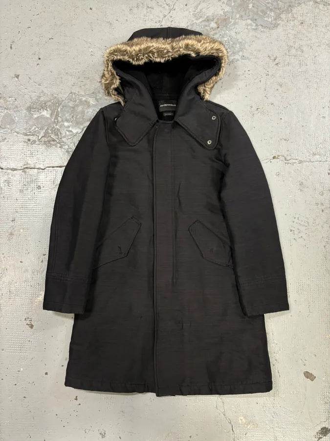 AW2013 Emporio Armani Hooded Long Black Jacket COPaHfi 0
