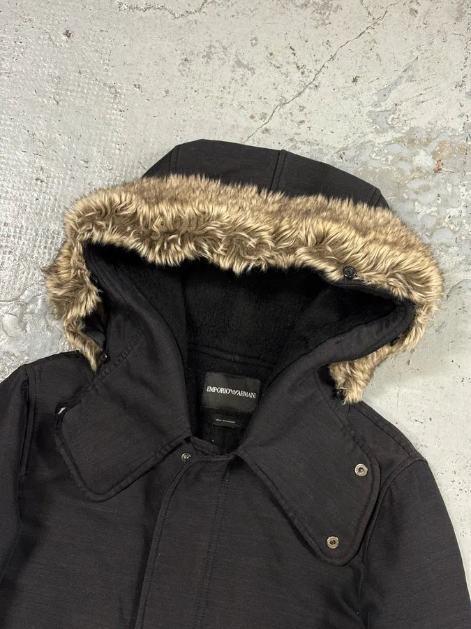 AW2013 Emporio Armani Hooded Long Black Jacket COPaHfi 3