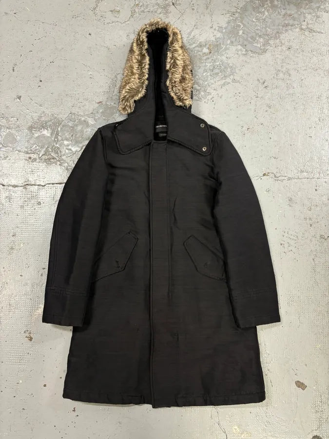 AW2013 Emporio Armani Hooded Long Black Jacket COPaHfi 4