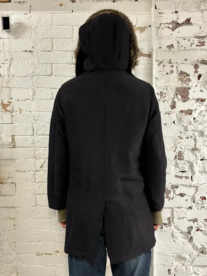 AW2013 Emporio Armani Hooded Long Black Jacket COPaHfi 2
