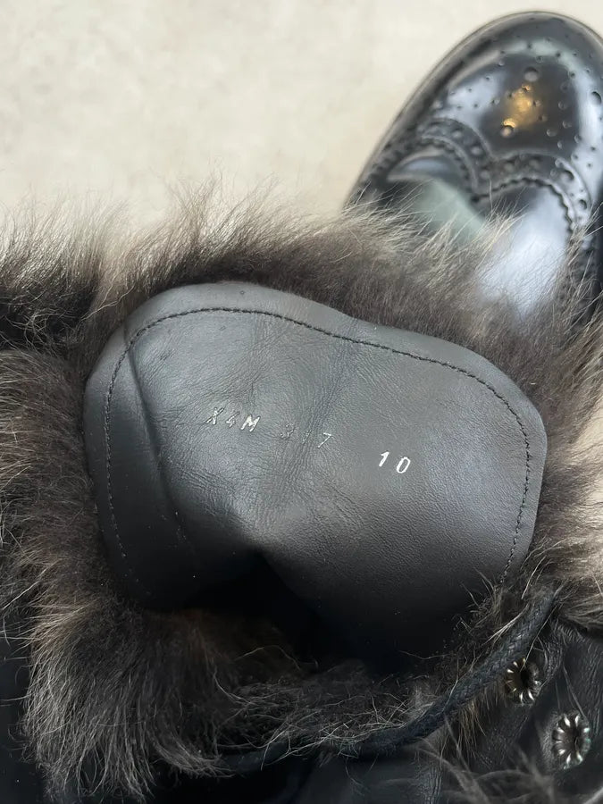 Emporio Armani Fur-Trim Black Patent Leather Boots gmpWSpO 9
