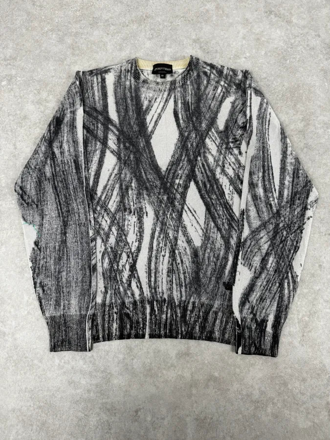 AW2011 Emporio Armani White & Grey Abstract Pattern Sweater rAFvuqV 0