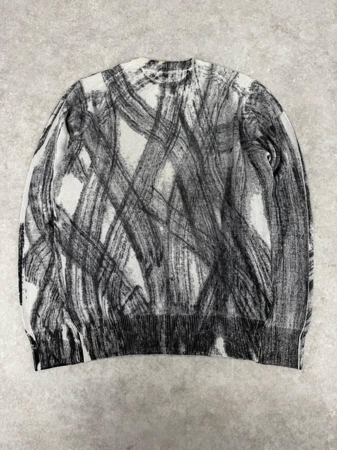 AW2011 Emporio Armani White & Grey Abstract Pattern Sweater rAFvuqV 4