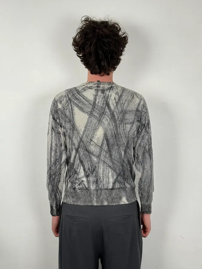AW2011 Emporio Armani White & Grey Abstract Pattern Sweater rAFvuqV 3