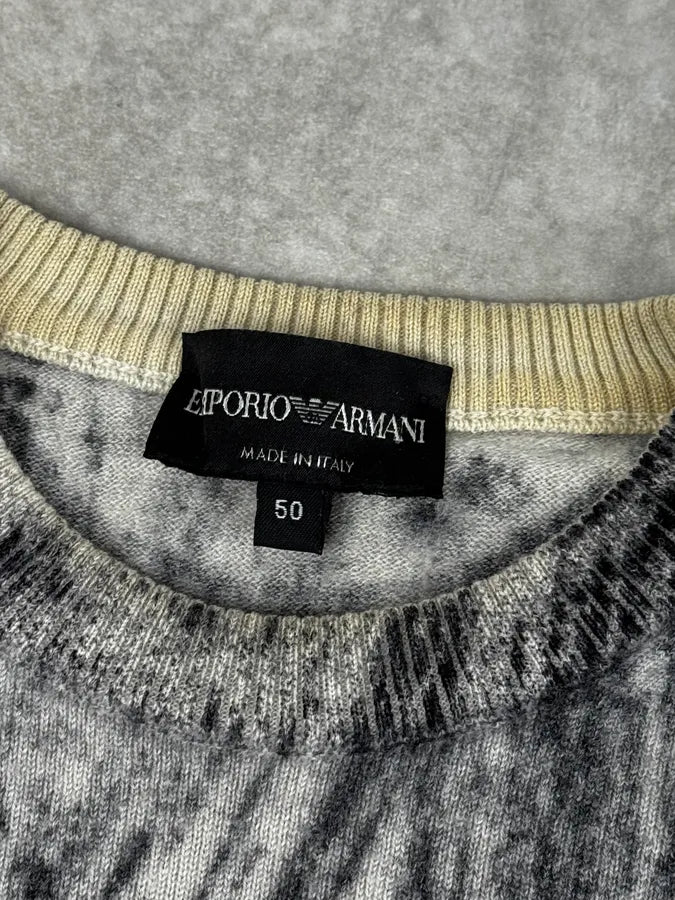 AW2011 Emporio Armani White & Grey Abstract Pattern Sweater rAFvuqV 9