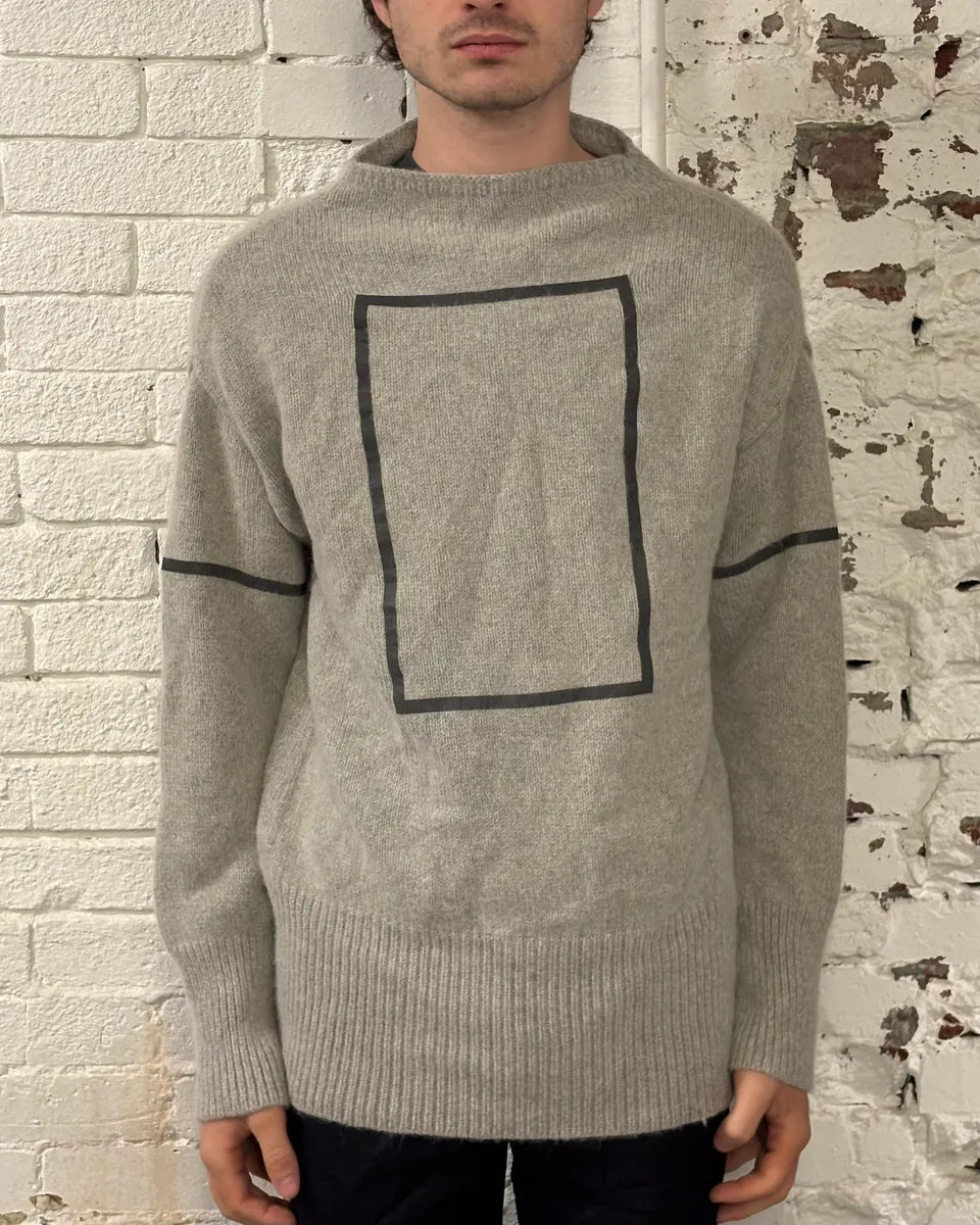 Emporio Armani Grey Alpaca Geometric Back Panel Sweater lXdfOBg 0