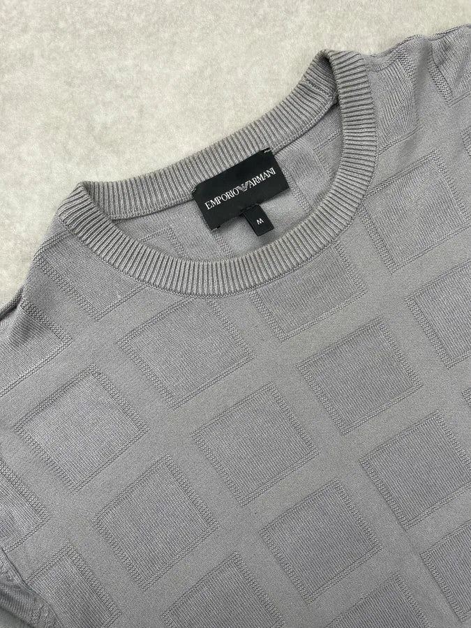 SS2020 Emporio Armani Grey Jacquard Sweater kKwCveJ 5