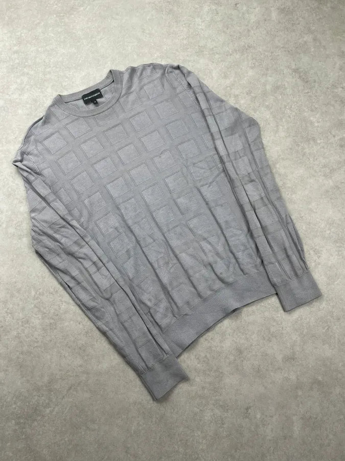 SS2020 Emporio Armani Grey Jacquard Sweater kKwCveJ 3
