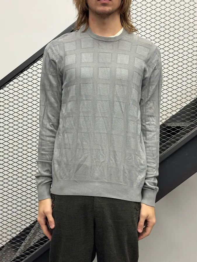 SS2020 Emporio Armani Grey Jacquard Sweater kKwCveJ 1