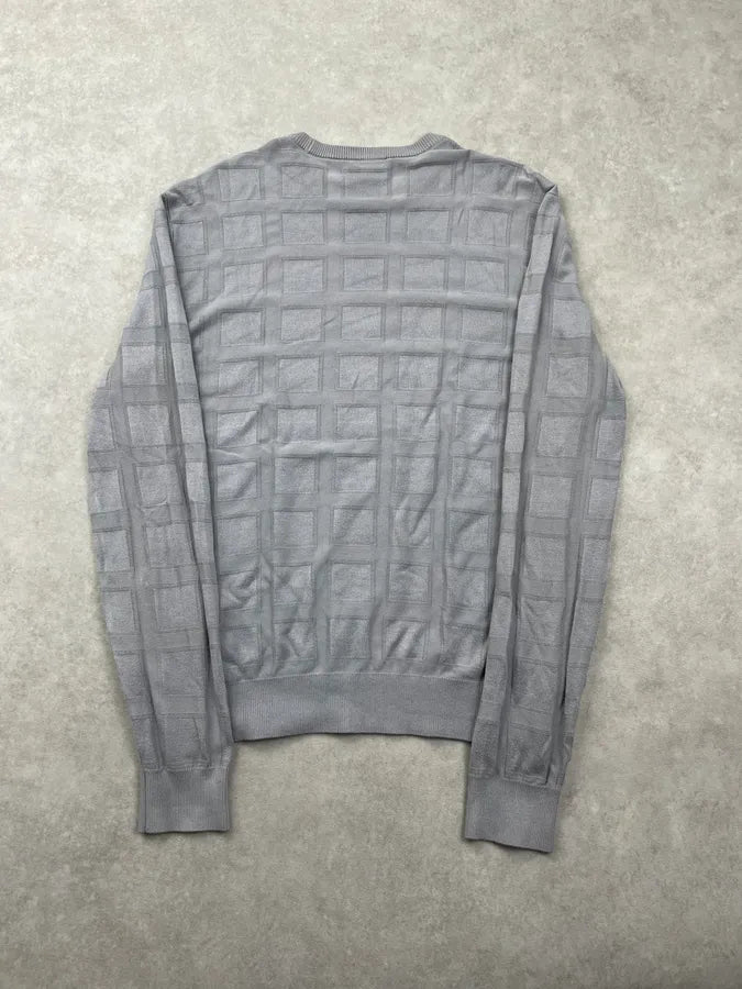 SS2020 Emporio Armani Grey Jacquard Sweater kKwCveJ 6